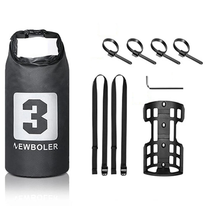 NEWBOLER 1 Bike Front Fork Pannier Bag (3L) + 1 Front Fork Rack + 2 Adjustable Straps + 4 Fixing Straps - 1