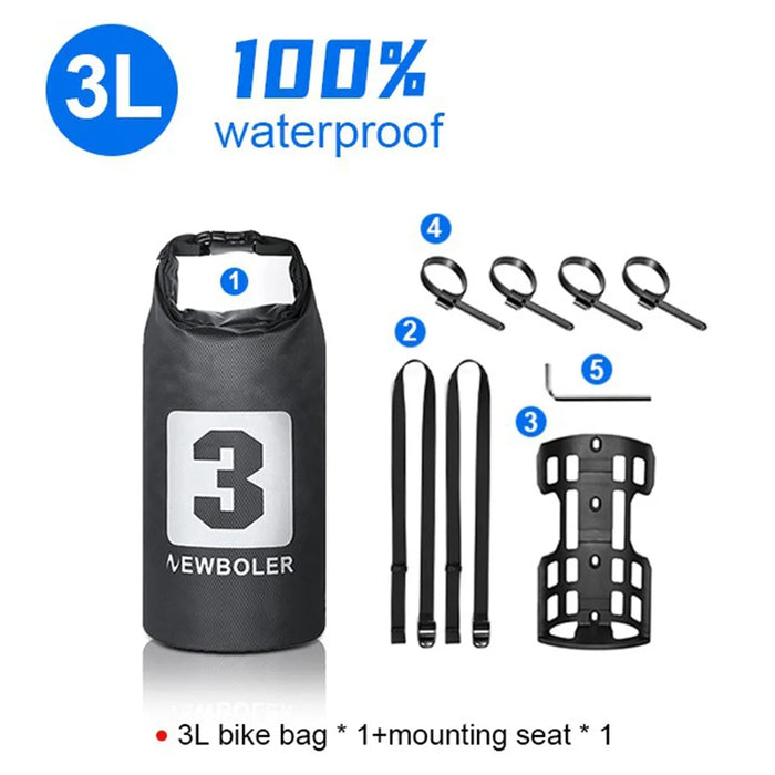 NEWBOLER 1 Bike Front Fork Pannier Bag (3L) + 1 Front Fork Rack + 2 Adjustable Straps + 4 Fixing Straps - 7