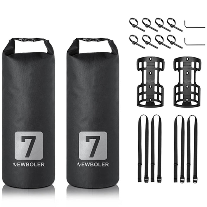 NEWBOLER 2 Bike Front Fork Pannier Bags (7L) + 2 Front Fork Racks + 4 Adjustable Straps + 8 Fixing Straps - 1