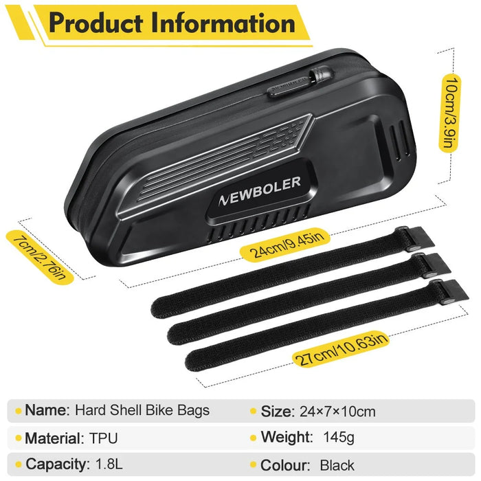 NEWBOLER BAG036 Hard Shell Bike Tube Bag Waterproof Phone Storage Pouch for MTB Bicycle - 7
