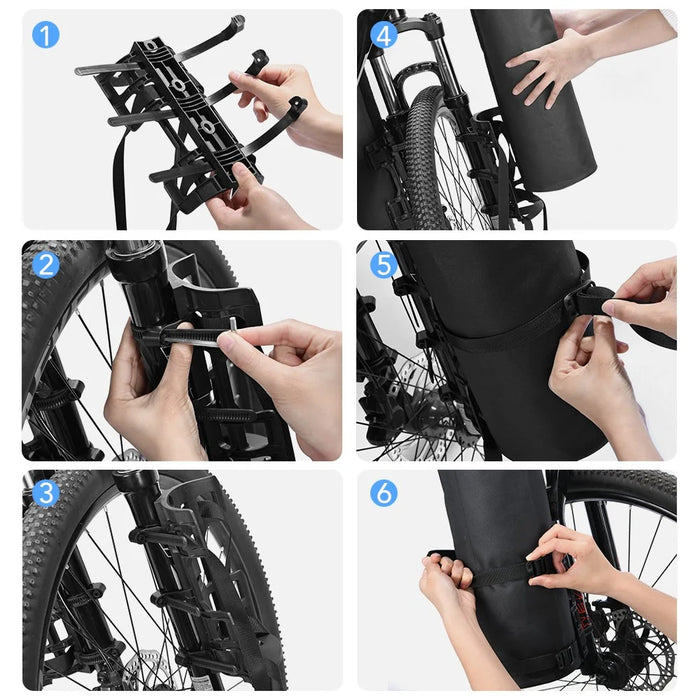 NEWBOLER 1 Bike Front Fork Pannier Bag (7L) + 1 Front Fork Rack + 2 Adjustable Straps + 4 Fixing Straps - 7