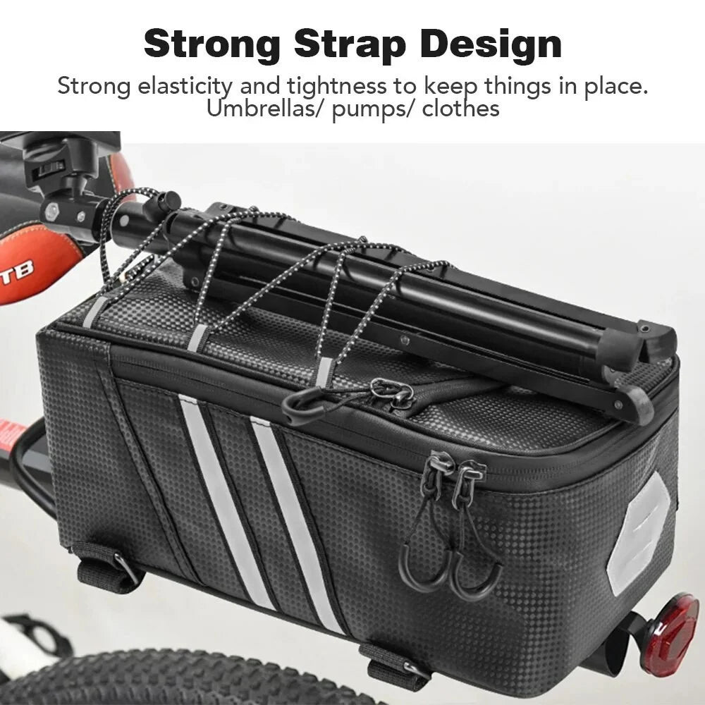 BAG031 8L PU Leather Bike Rack Bag Bicycles Rear Trunk Bag Back Seat Carrier Storage Pouch - 4
