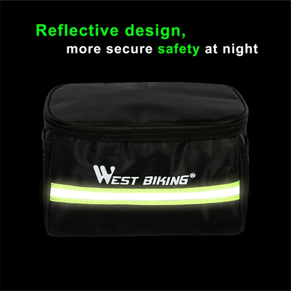 WEST BIKING Cycling Bike Bag Bicycle Front Bag Reflective Handlebar Bike Bag - 5