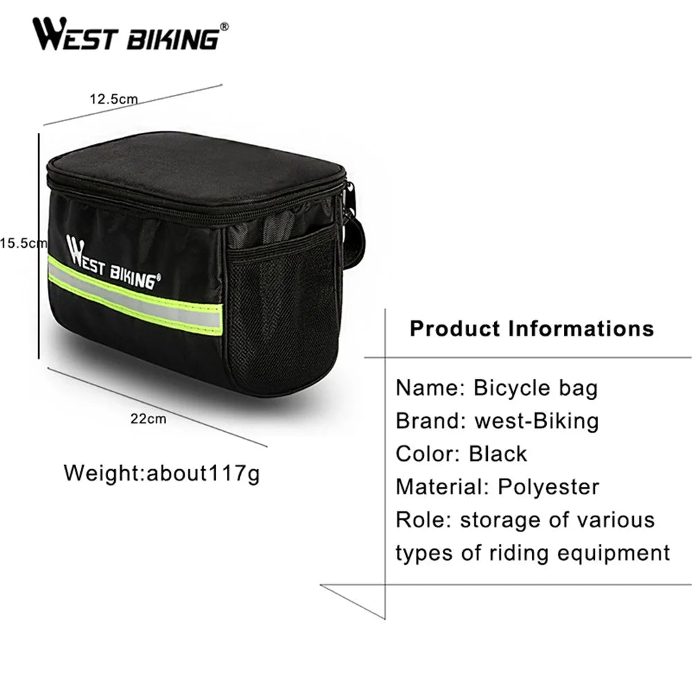WEST BIKING Cycling Bike Bag Bicycle Front Bag Reflective Handlebar Bike Bag - 6