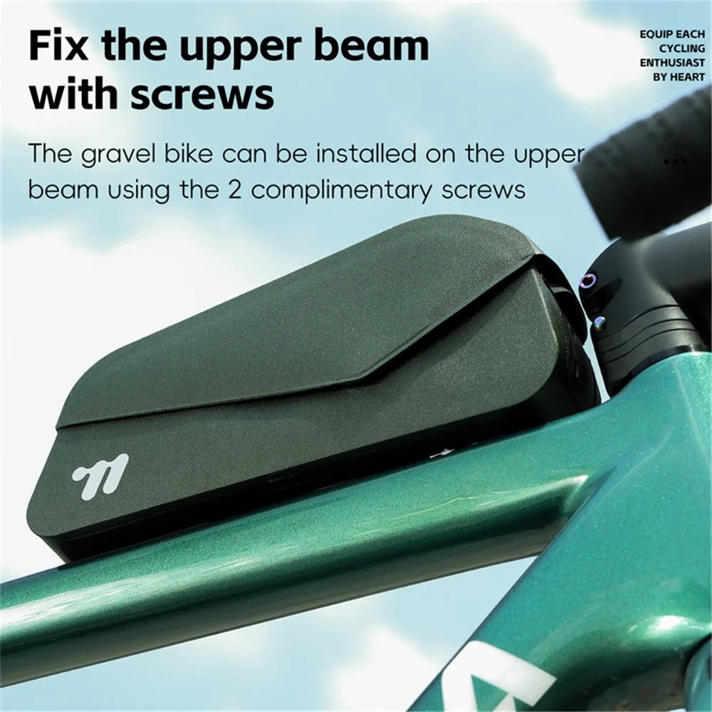 WEST BIKING YP0707385 Bicycle Top Tube Bag Magnetic Flip Cover Design Bike Front Beam Storage Bag - Olive Green - 6