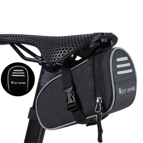 WEST BIKING YP0707388 1L Bike Saddle Bag Oxford Canvas Reflective Bicycle Tools Storage Bag - 1