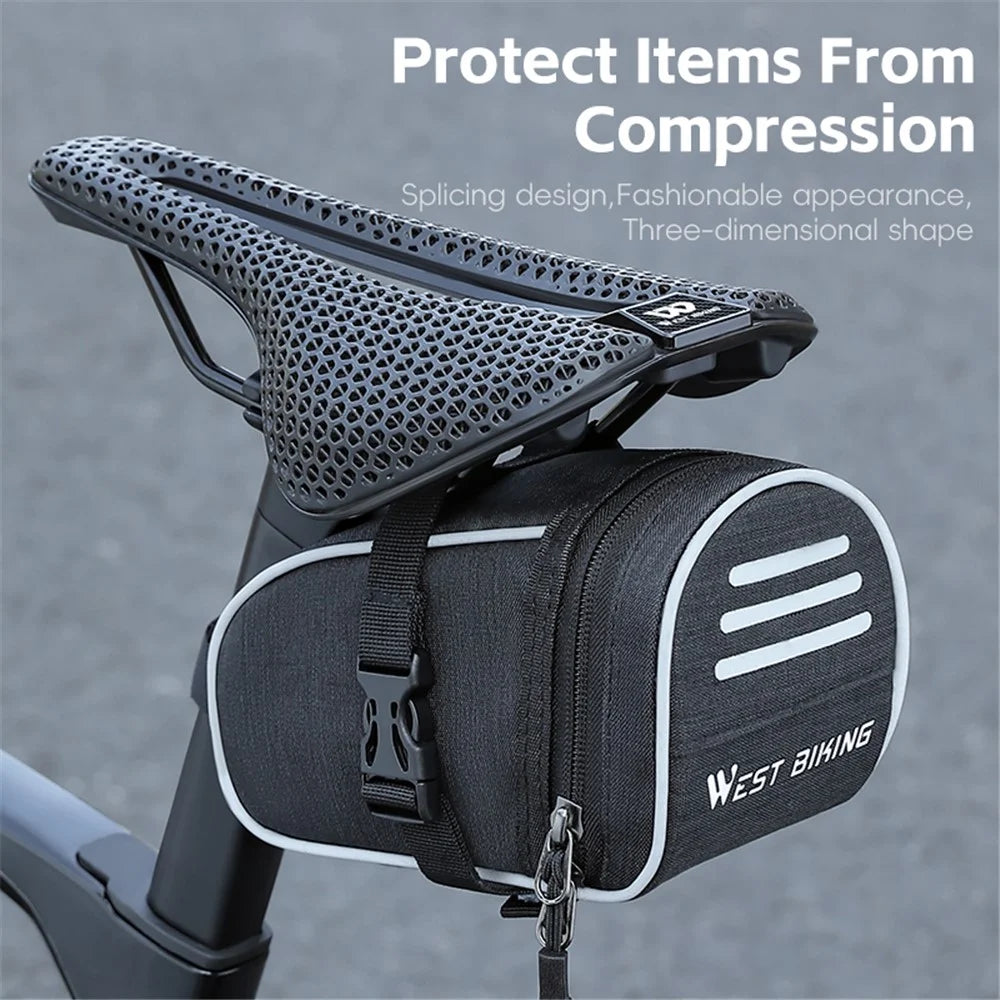 WEST BIKING YP0707388 1L Bike Saddle Bag Oxford Canvas Reflective Bicycle Tools Storage Bag - 4