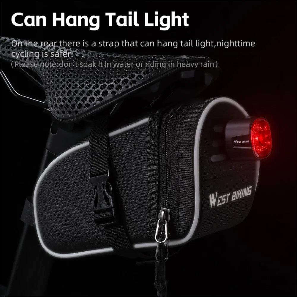 WEST BIKING YP0707388 1L Bike Saddle Bag Oxford Canvas Reflective Bicycle Tools Storage Bag - 5