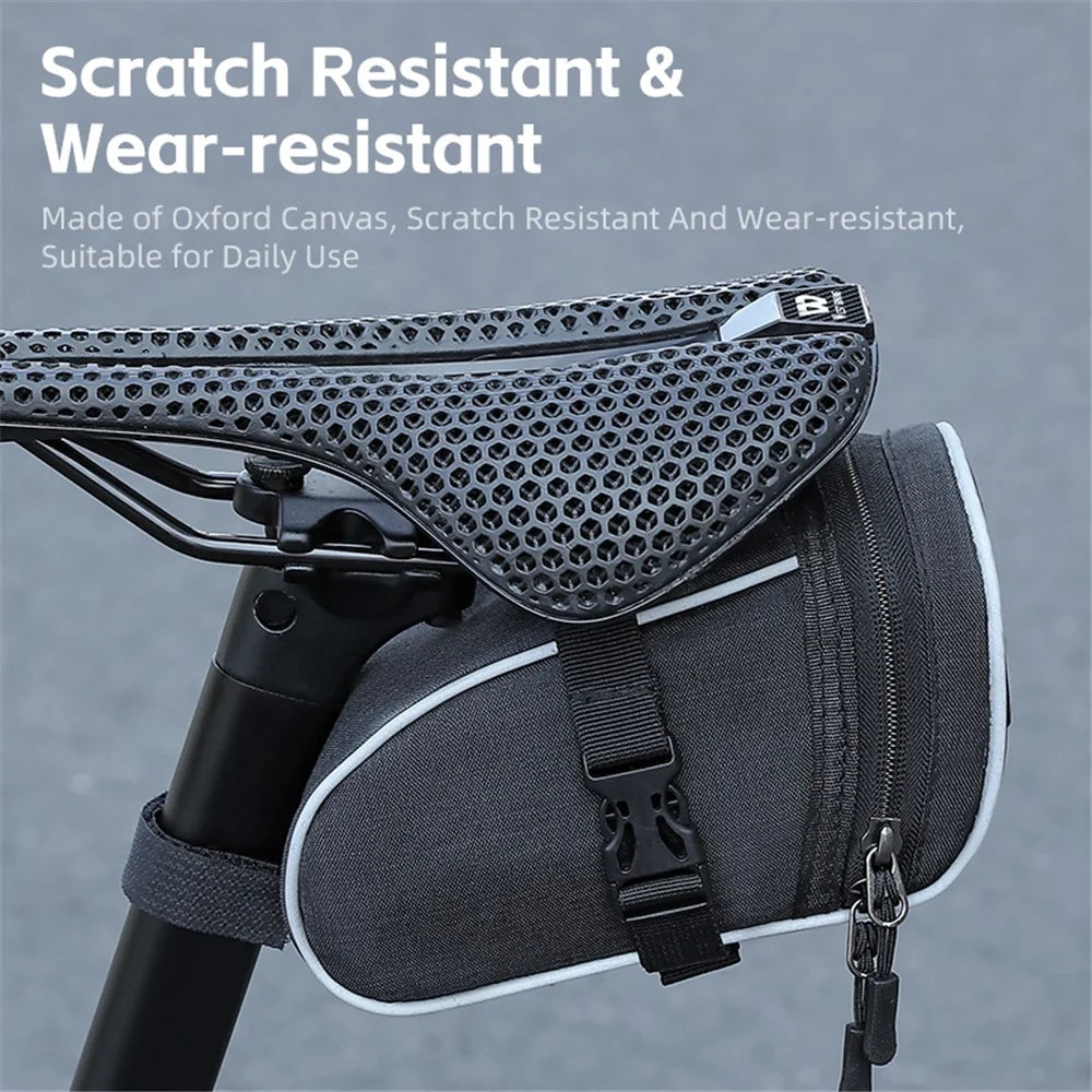 WEST BIKING YP0707388 1L Bike Saddle Bag Oxford Canvas Reflective Bicycle Tools Storage Bag - 6