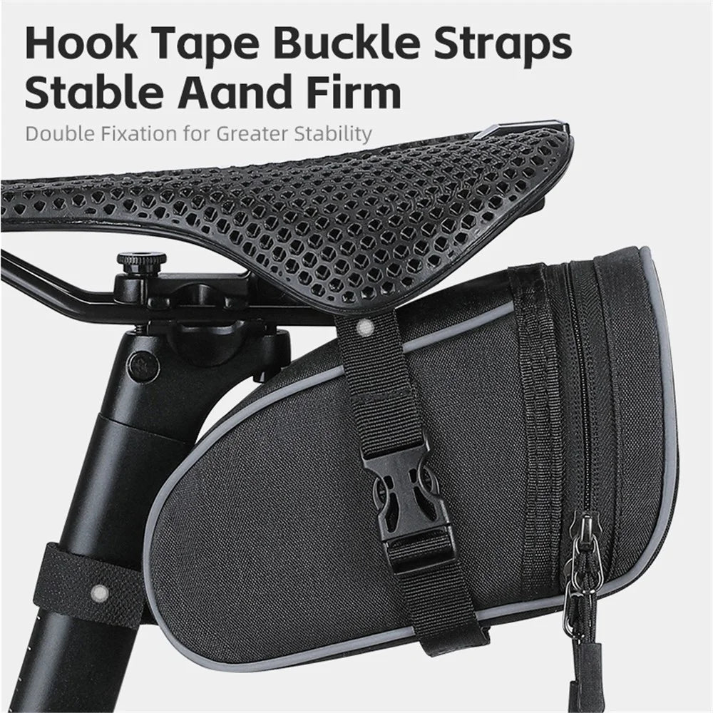 WEST BIKING YP0707388 1L Bike Saddle Bag Oxford Canvas Reflective Bicycle Tools Storage Bag - 7