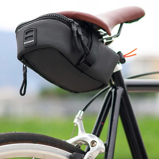 RZAHUAHU Bike Saddle Bag Capacity Expandable 900D Fabric Bicycle Storage Bag - Black - 1