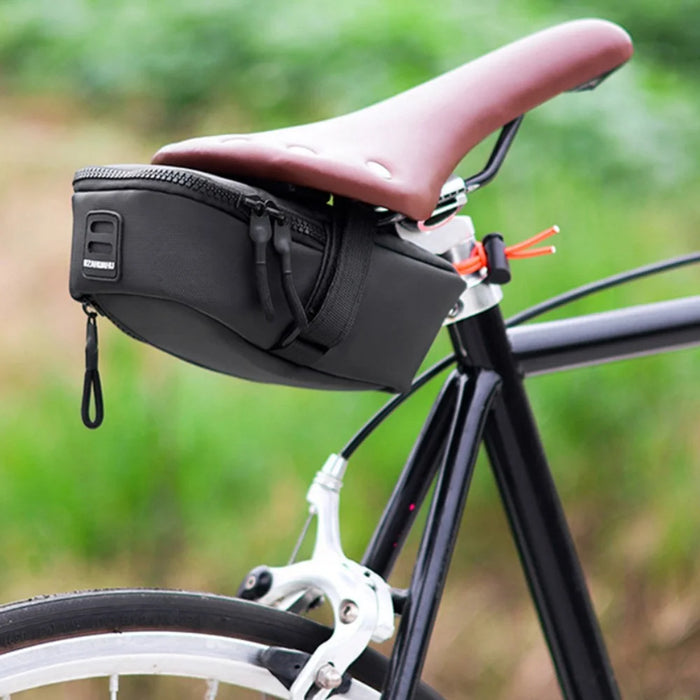 RZAHUAHU Bike Saddle Bag Capacity Expandable 900D Fabric Bicycle Storage Bag - Black - 6