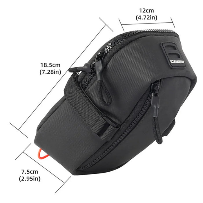 RZAHUAHU Bike Saddle Bag Capacity Expandable 900D Fabric Bicycle Storage Bag - Black - 7