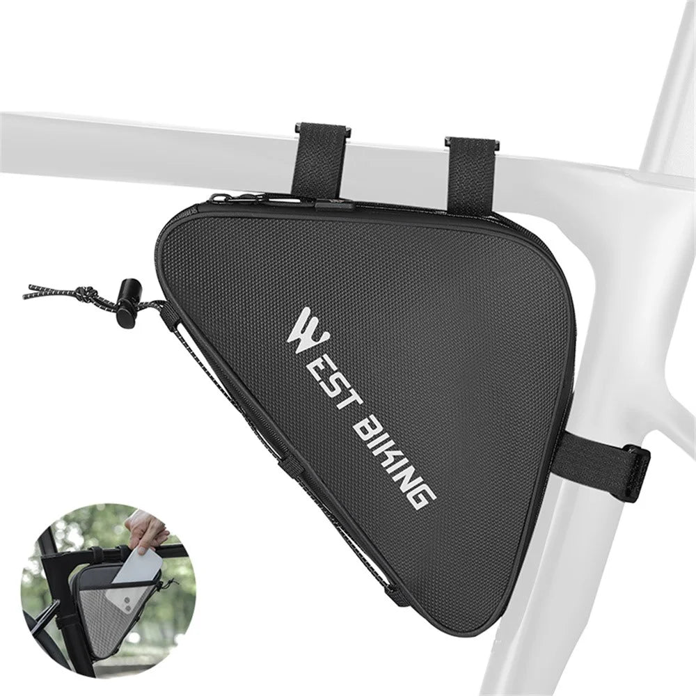 WEST BIKING YP0707387 Bike Triangle Frame Bag Leather Film Strap-On Tube Storage Bag - 1