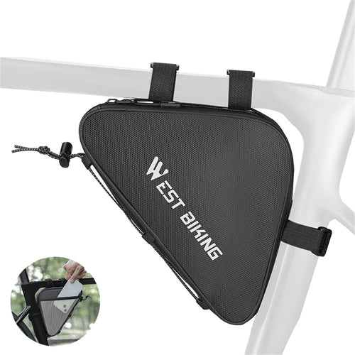WEST BIKING YP0707387 Bike Triangle Frame Bag Leather Film Strap-On Tube Storage Bag - 1
