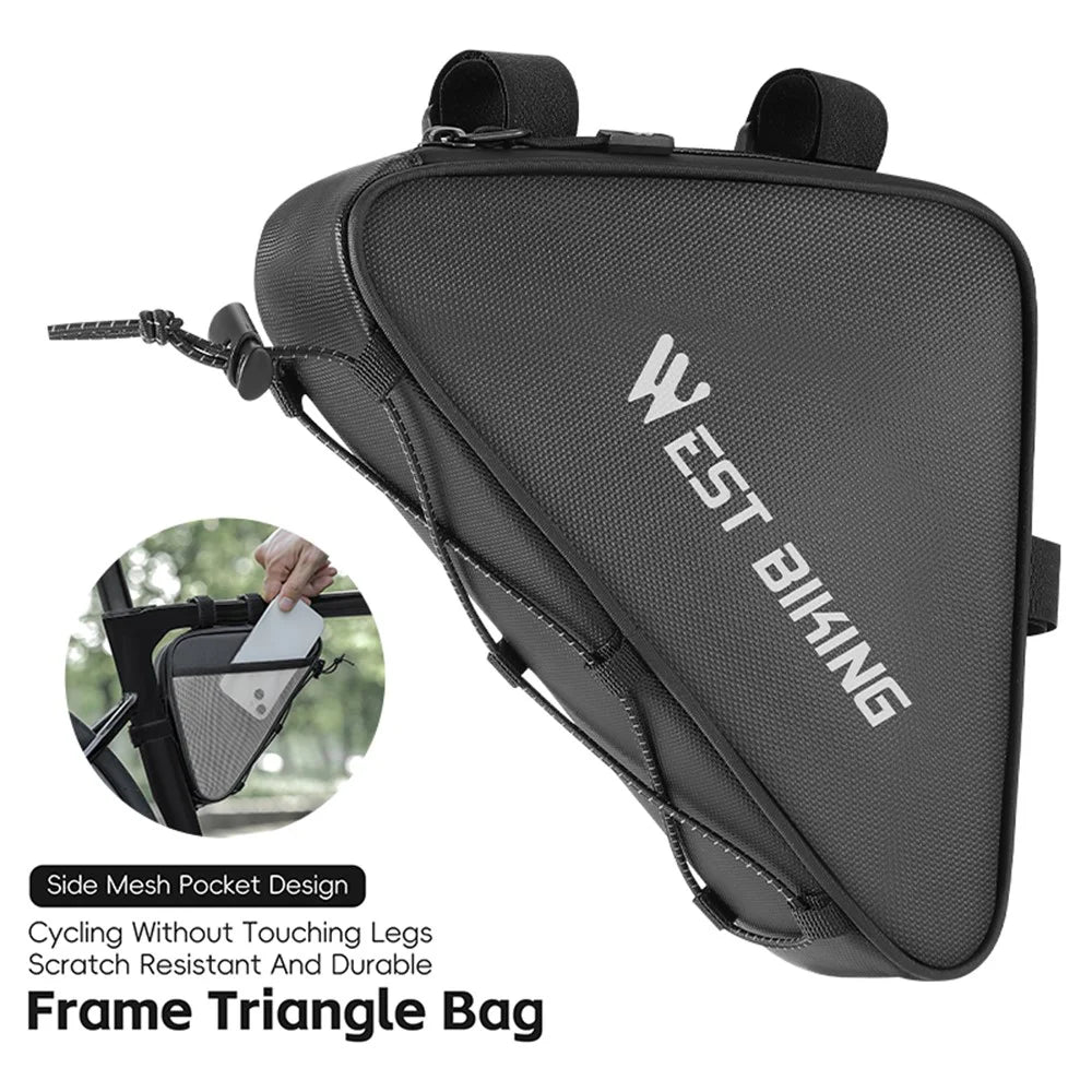 WEST BIKING YP0707387 Bike Triangle Frame Bag Leather Film Strap-On Tube Storage Bag - 2