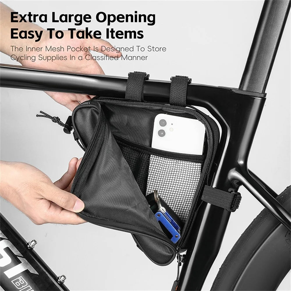 WEST BIKING YP0707387 Bike Triangle Frame Bag Leather Film Strap-On Tube Storage Bag - 4