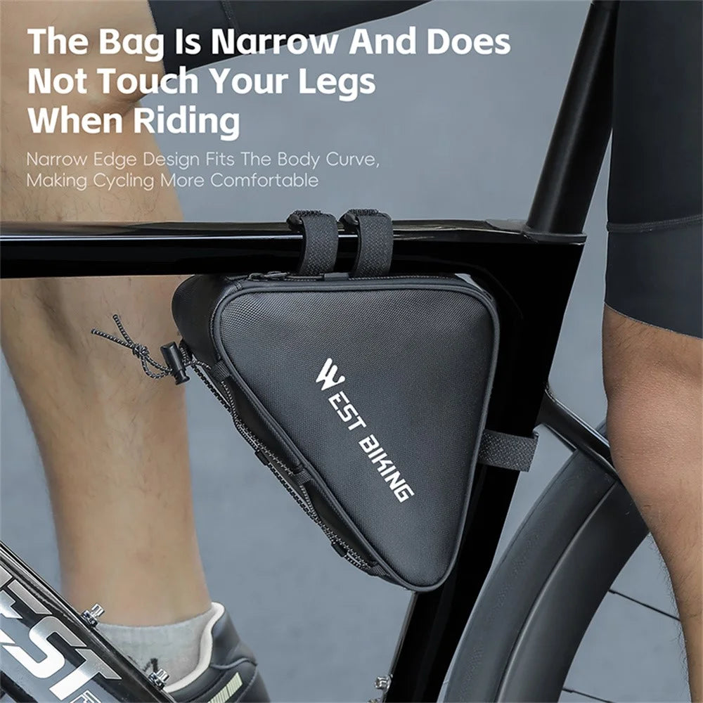 WEST BIKING YP0707387 Bike Triangle Frame Bag Leather Film Strap-On Tube Storage Bag - 5