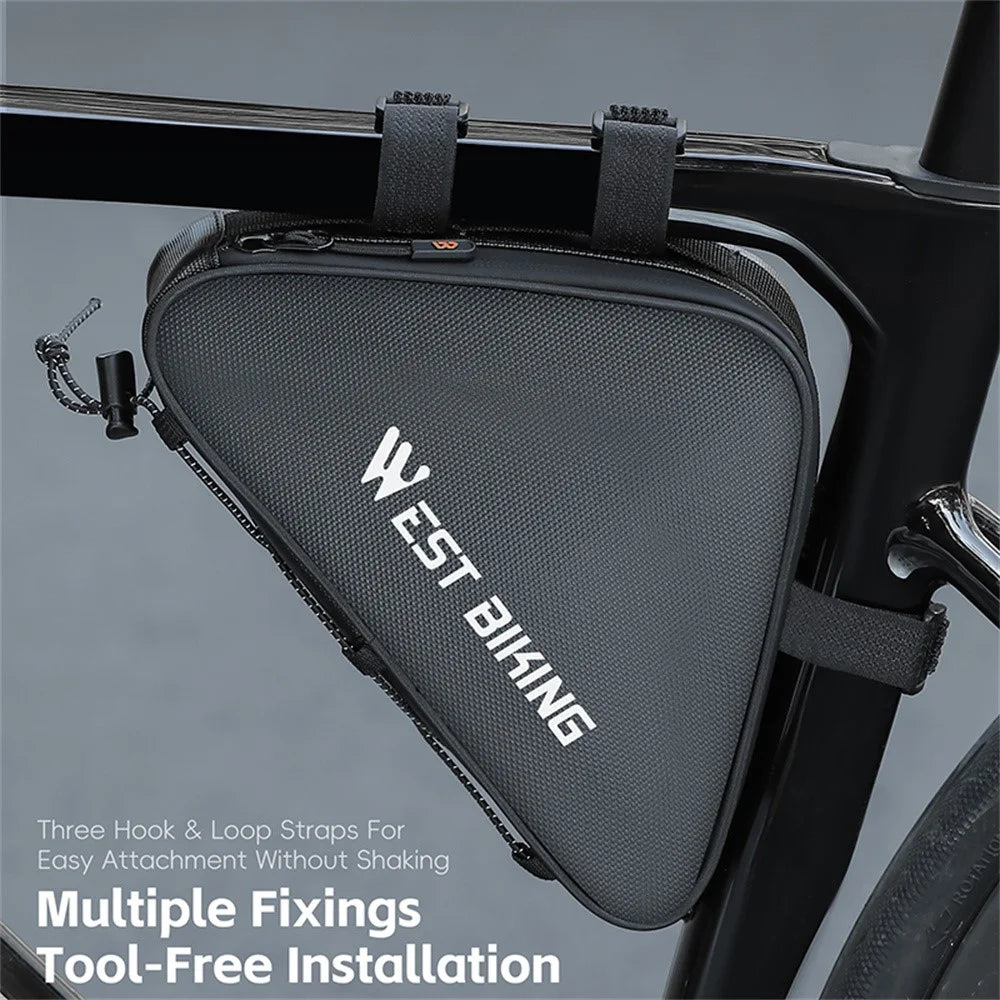 WEST BIKING YP0707387 Bike Triangle Frame Bag Leather Film Strap-On Tube Storage Bag - 6