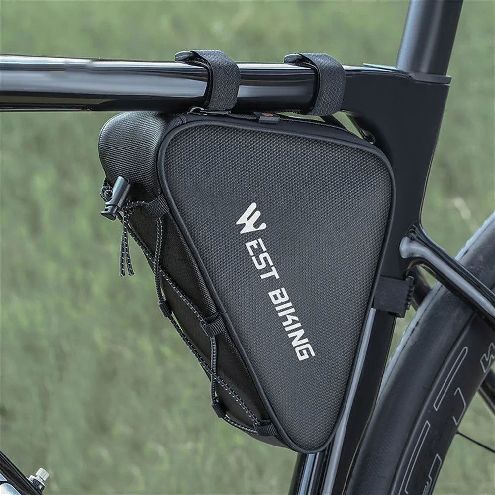 WEST BIKING YP0707387 Bike Triangle Frame Bag Leather Film Strap-On Tube Storage Bag - 7