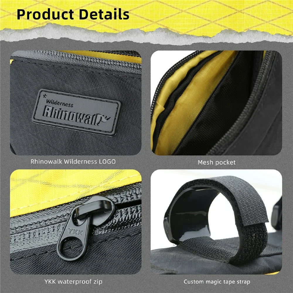 RHINOWALK BHD0019 Bicycle Frame Storage Bag 0.9L Waterproof Bike Triangle Top  /  Under Tube Pouch Bag - Black  /  Yellow - 7
