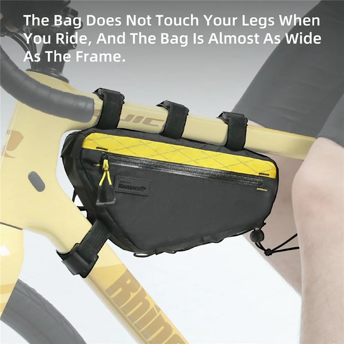 RHINOWALK BHD0016 Bicycle Frame Bag 1.7L Under Tube Bag Waterproof Bike Triangle Pouch - Black / Yellow - 3