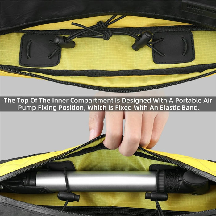 RHINOWALK BHD0016 Bicycle Frame Bag 1.7L Under Tube Bag Waterproof Bike Triangle Pouch - Black / Yellow - 6