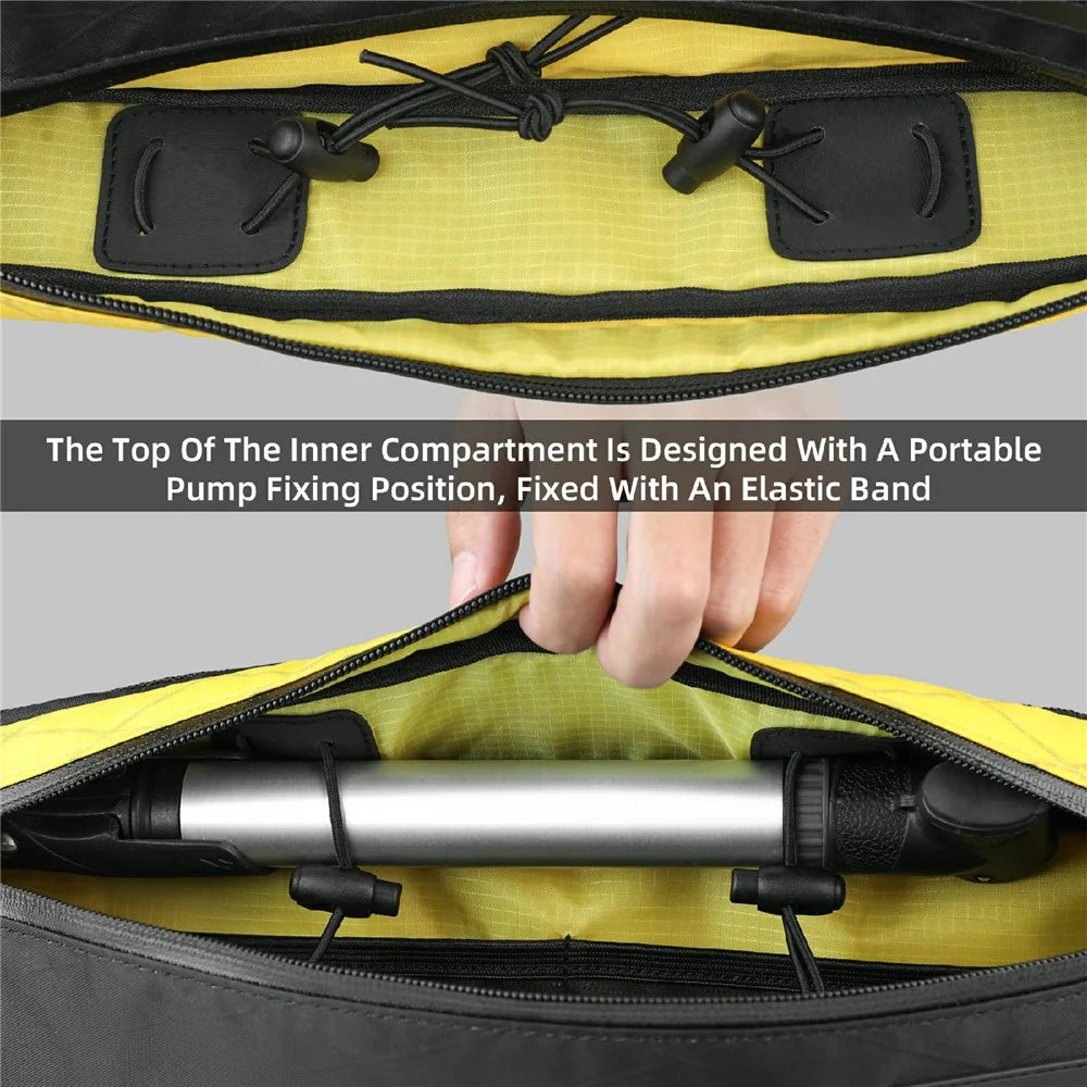 RHINOWALK BHD0016 Bicycle Frame Bag 2.4L Waterproof Bicycle Pouch Under Tube Bag for Road Mountain Cycling - Black  /  Yellow - 6