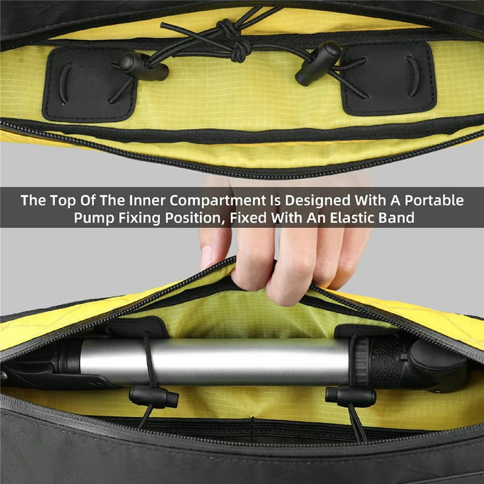 RHINOWALK BHD0016 Bicycle Frame Bag 2.4L Waterproof Bicycle Pouch Under Tube Bag for Road Mountain Cycling - Black  /  Yellow - 6