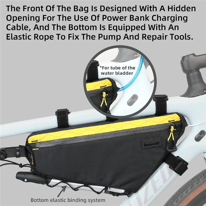 RHINOWALK BHD0018 2.9L Bicycle Front Frame Nylon Triangle Bag Bike Cycling Storage Bag, 36x6x17cm - Black - 5