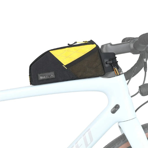 RHINOWALK BHD0014YE Bicycle Top Tube Bag Bike Front Beam Nylon Storage Bag, Support Screw / Strap Installation - Black+Yellow - 2