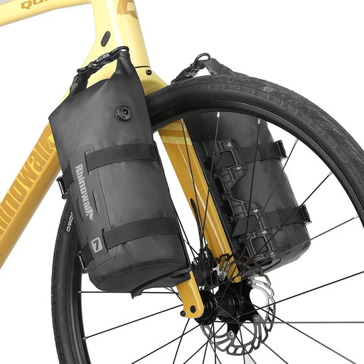 RHINOWALK RK4071BK Bike Front Fork Nylon Storage Bag 7L Waterproof Bicycle Front Fork Bag, 14.5x50cm - Black - 2