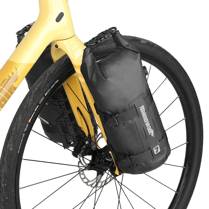 RHINOWALK RK4071BK Bike Front Fork Nylon Storage Bag 7L Waterproof Bicycle Front Fork Bag, 14.5x50cm - Black - 3
