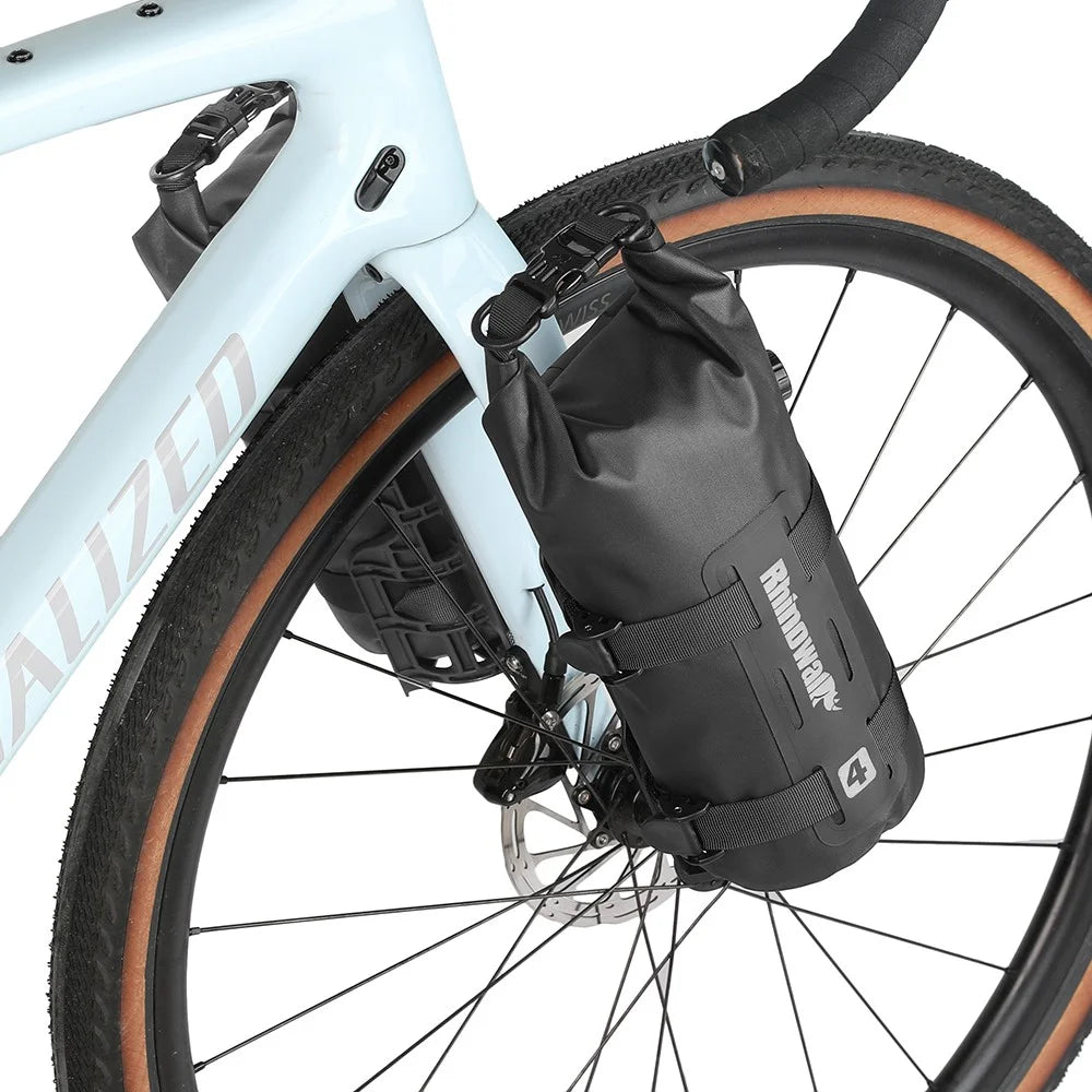 RHINOWALK RK4041BK 4L Outdoor Cycling Waterproof Quick Release Bike Front Fork Bag, 12.5x40cm - 4