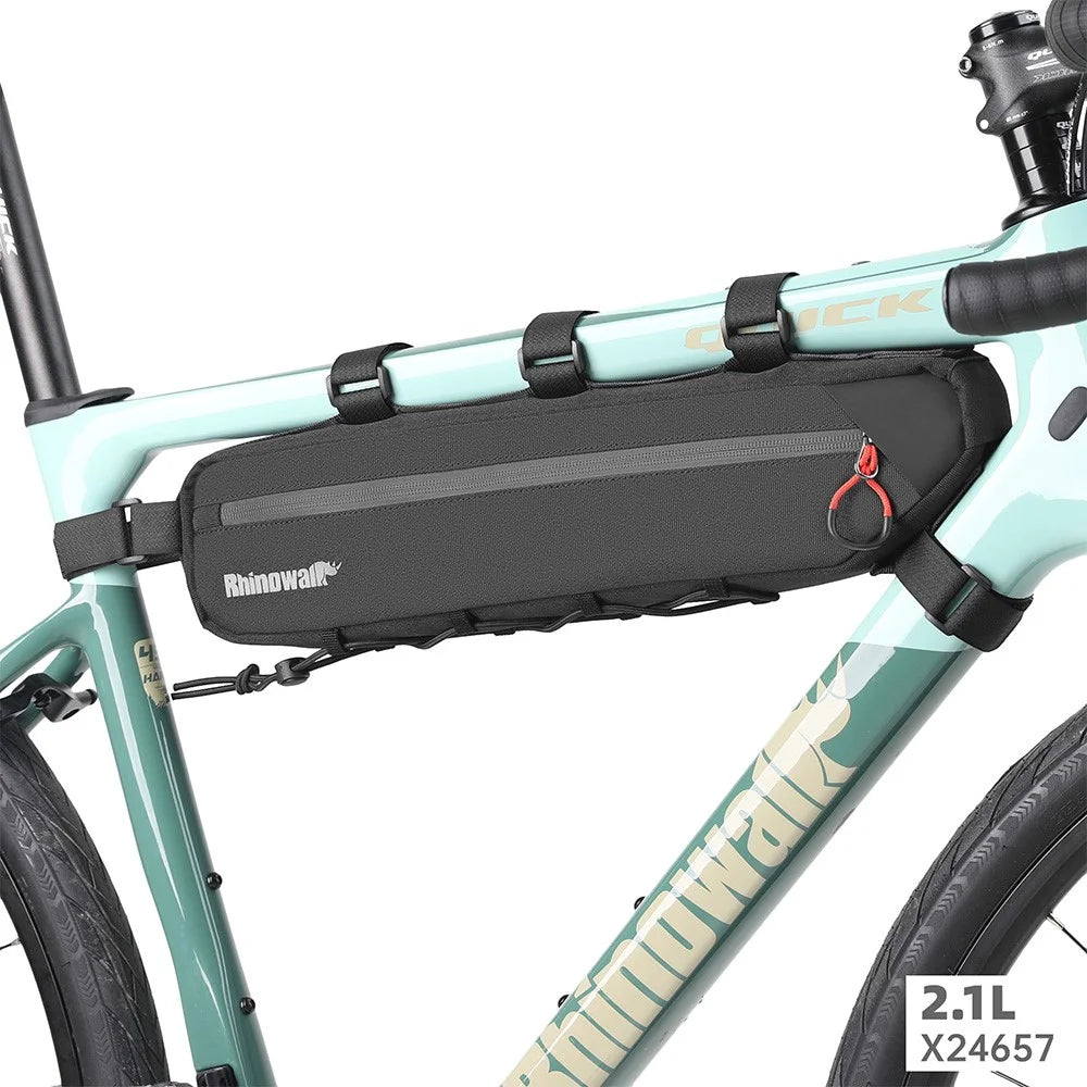 RHINOWALK X24657 2.1L Bike Frame Bag Waterproof Bicycle Under Tube Triangle Bag, Size S: 42x6x9cm - Black - 3
