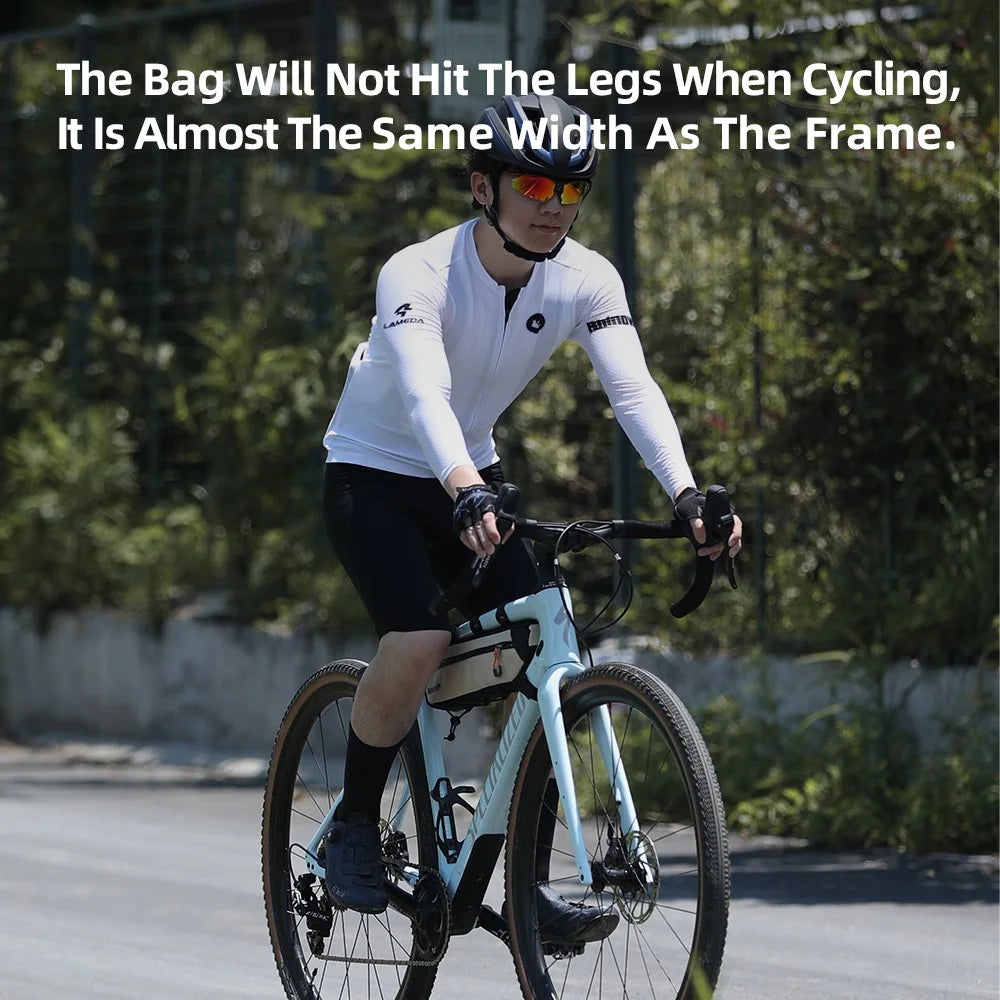 RHINOWALK X24658 2.7L Bike Frame Bag Waterproof Bicycle Under Tube Triangle Bag, Size L: 42x6x12cm - Black - 4