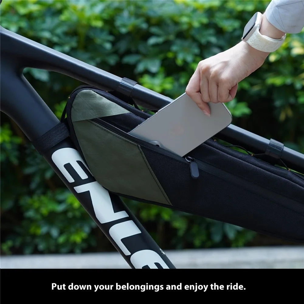 ENLEE E2410 2.5L Bicycle Front Frame Triangle Bag Waterproof Bike Cycling Storage Bag - Olive Green - 3