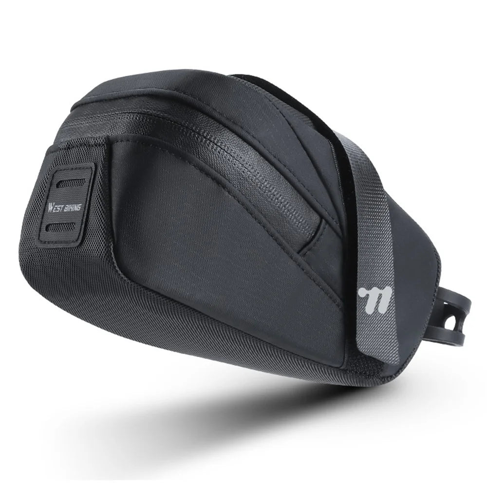 WEST BIKING YP0707391 0.8L Bike Saddle Bag Polyester Bicycle Tail Storage Bag - Black - 1