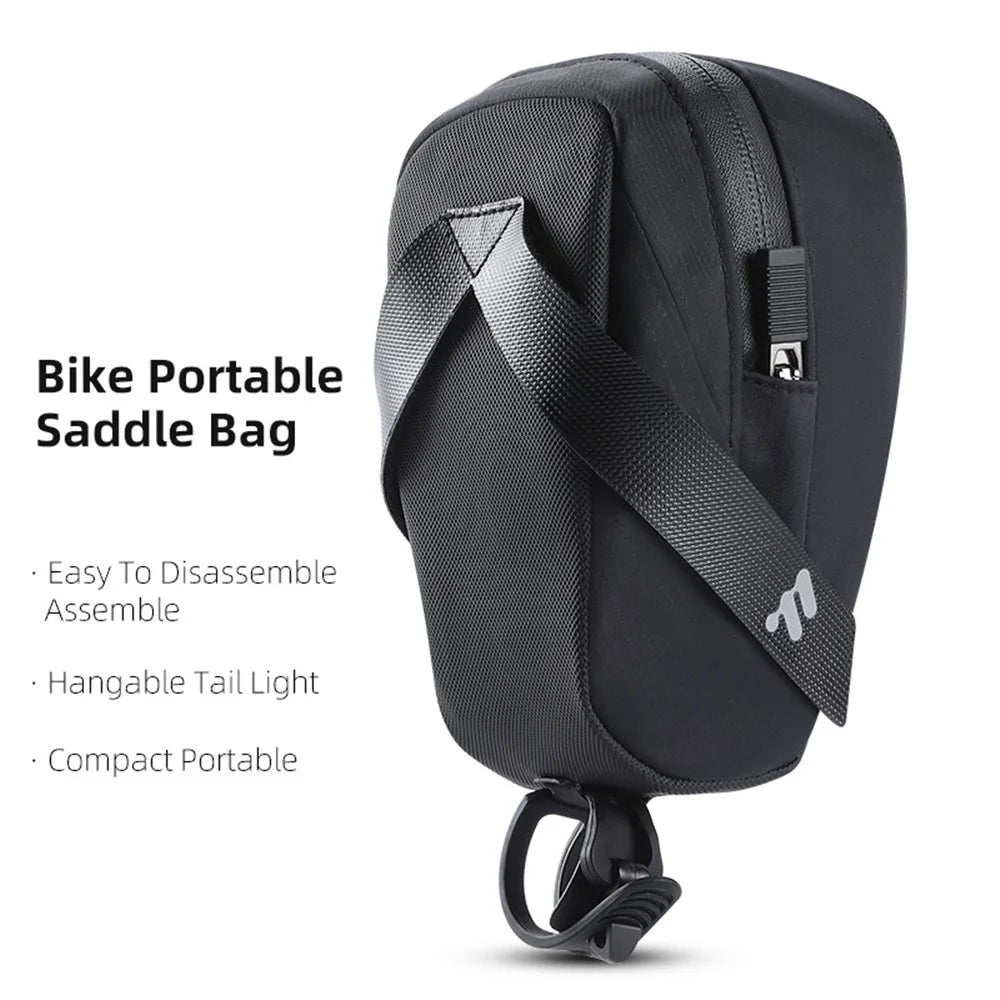 WEST BIKING YP0707391 0.8L Bike Saddle Bag Polyester Bicycle Tail Storage Bag - Black - 2