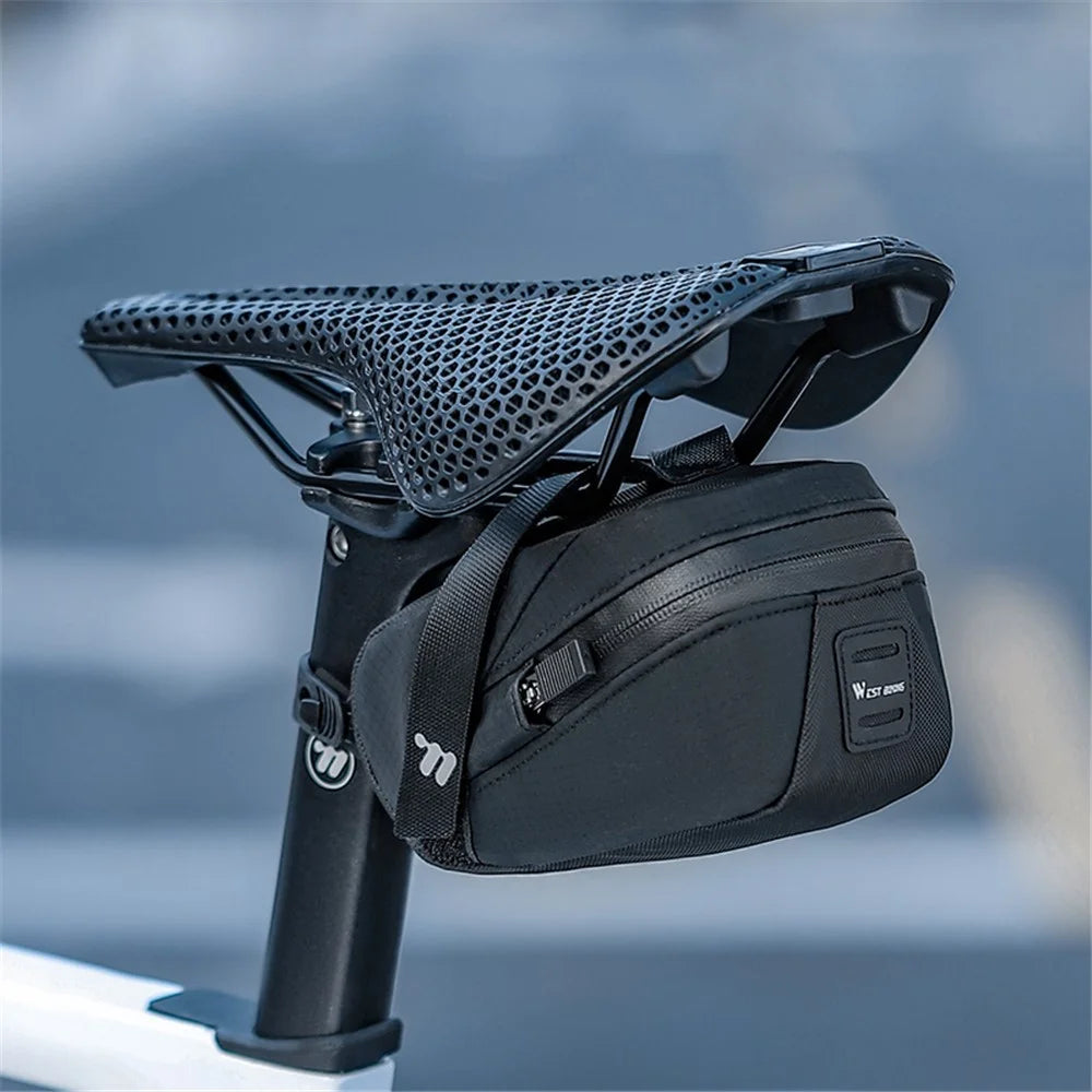 WEST BIKING YP0707391 0.8L Bike Saddle Bag Polyester Bicycle Tail Storage Bag - Black - 3