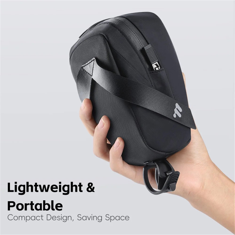 WEST BIKING YP0707391 0.8L Bike Saddle Bag Polyester Bicycle Tail Storage Bag - Black - 4