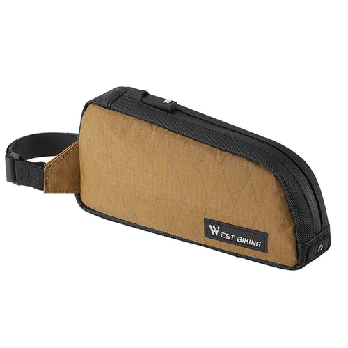 WEST BIKING YP0707392 Road Mountain Bike Frame Bag Front Tube Nylon Storage Pouch - Brown - 1