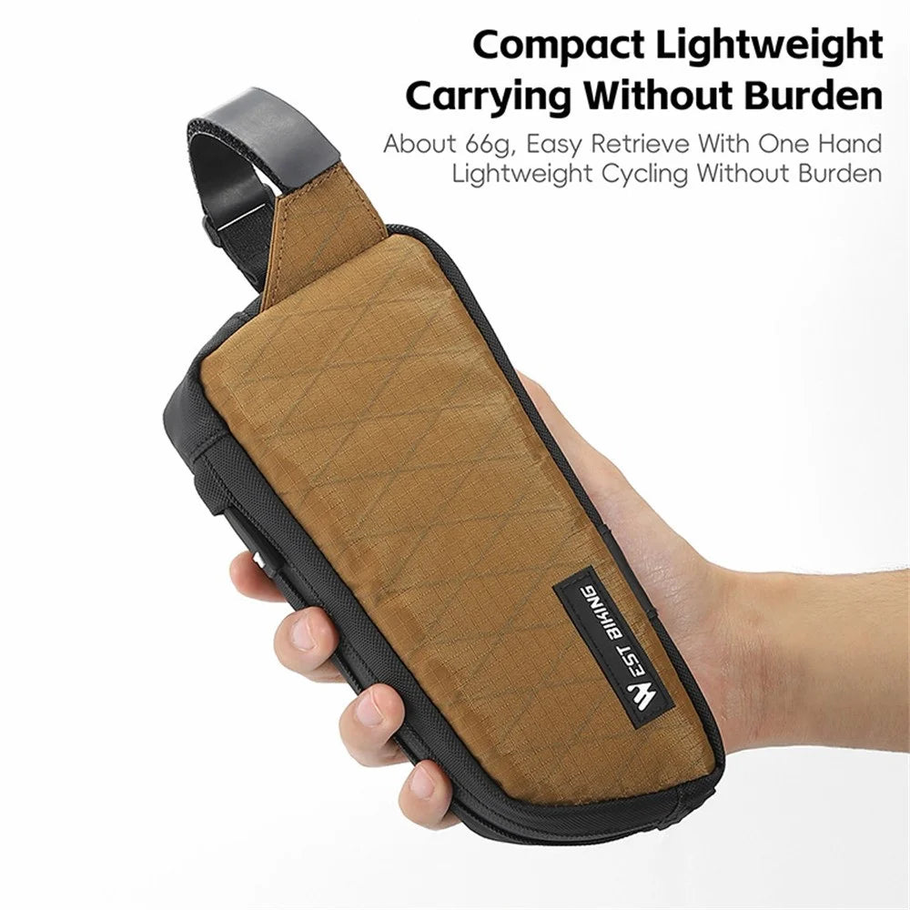 WEST BIKING YP0707392 Road Mountain Bike Frame Bag Front Tube Nylon Storage Pouch - Brown - 3