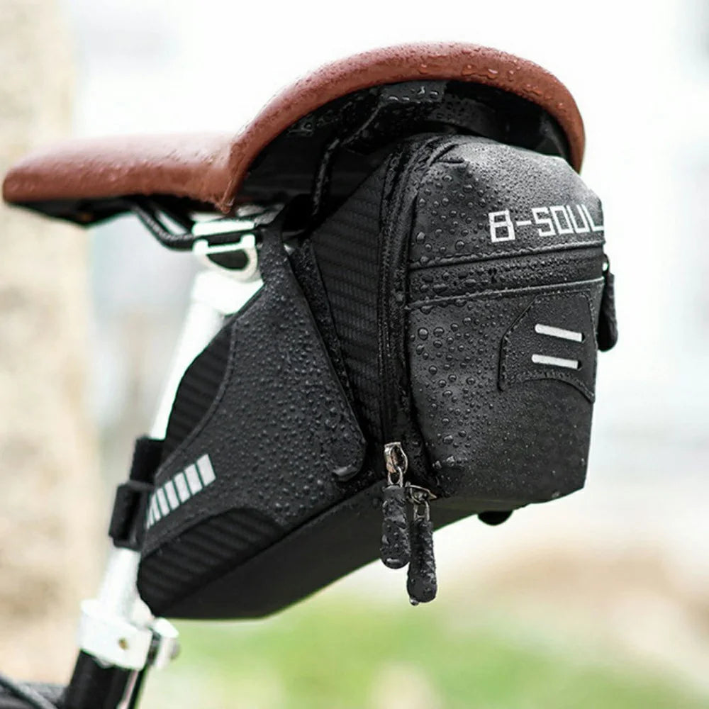 B-SOUL Multifunction Road Bike Seat Bag Reflective Folding Bicycle Saddle Pack - 3
