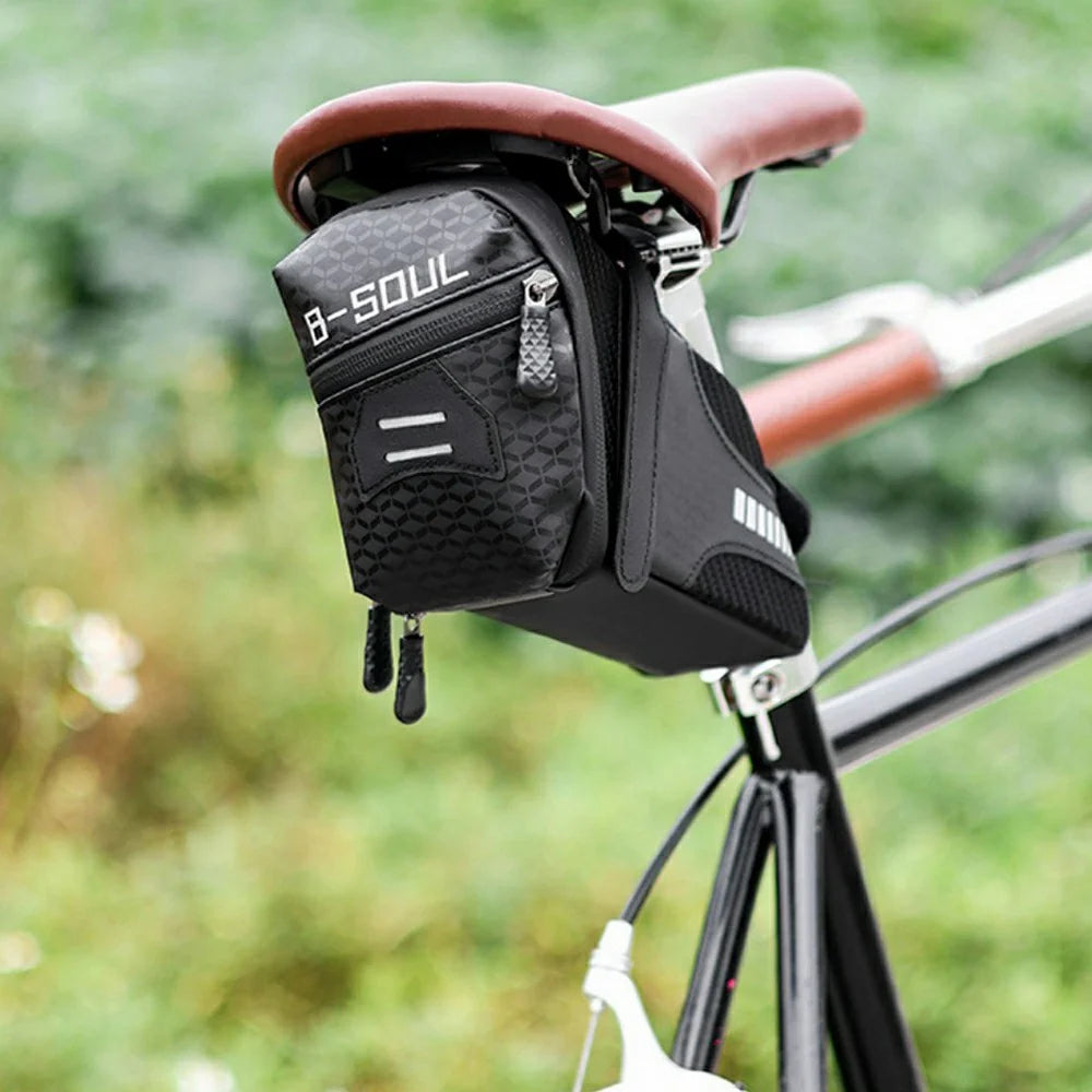 B-SOUL Multifunction Road Bike Seat Bag Reflective Folding Bicycle Saddle Pack - 7