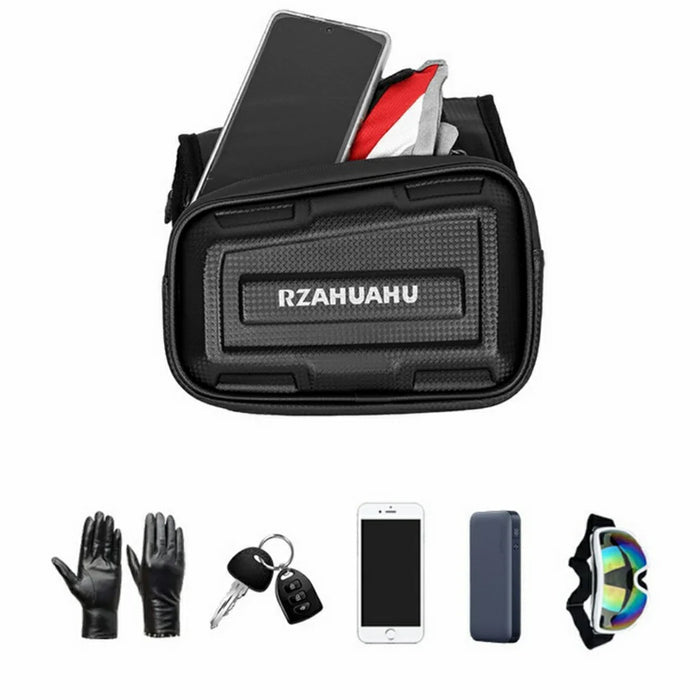 RZAHUAHU 3L Bike Frame Bag Waterproof Outdoor Cycling Hard Shell Touch Screen Phone Pouch - 2