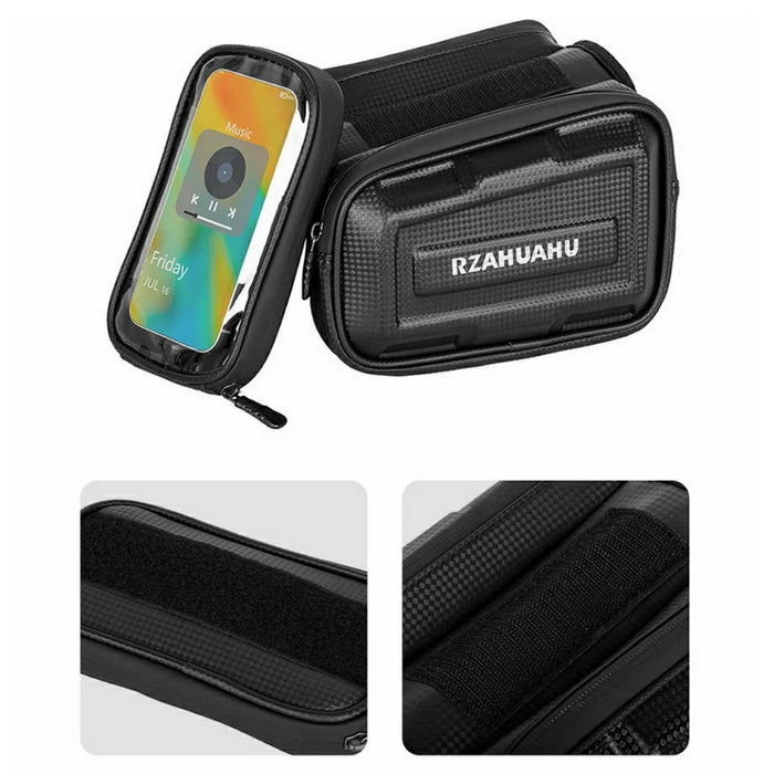 RZAHUAHU 3L Bike Frame Bag Waterproof Outdoor Cycling Hard Shell Touch Screen Phone Pouch - 3