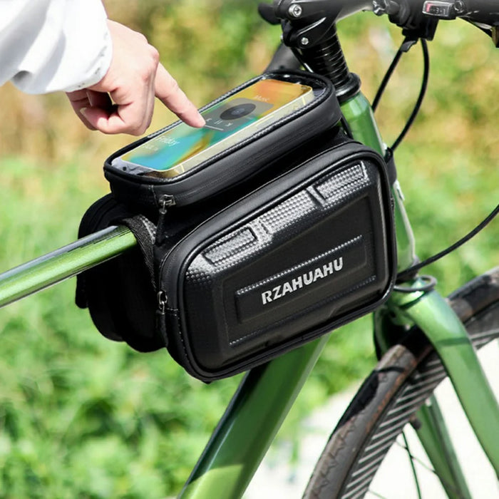 RZAHUAHU 3L Bike Frame Bag Waterproof Outdoor Cycling Hard Shell Touch Screen Phone Pouch - 5