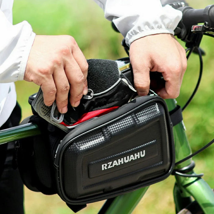 RZAHUAHU 3L Bike Frame Bag Waterproof Outdoor Cycling Hard Shell Touch Screen Phone Pouch - 6