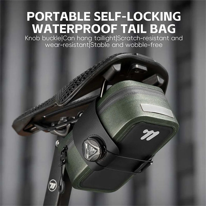 WEST BIKING YP0707394 Bike Saddle Bag Self Locking Waterproof Bicycle Seat Pack Portable Tool Storage Pouch - Green - 2